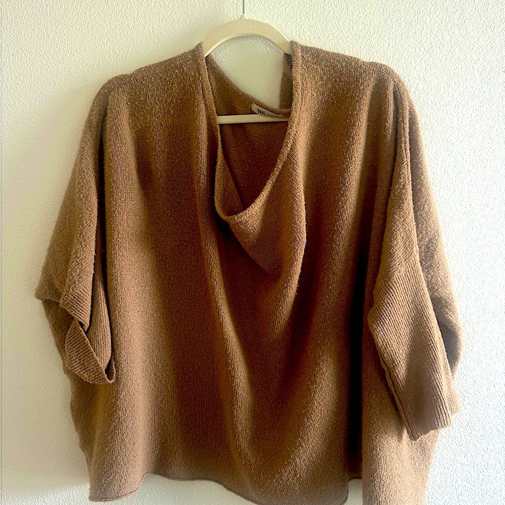 Brown Cowl Neck Sweater with Relaxed Fit